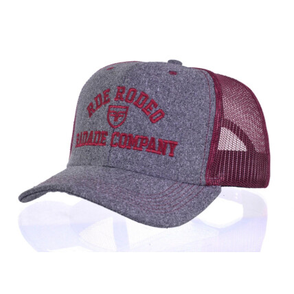 Boné Radade Rodeo Cinza com Tela Vinho - 8296