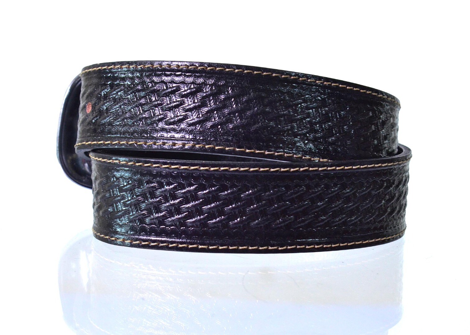 Cinto Master Masculino Preto Entalhado com Fivela Prata Western - 8068p
