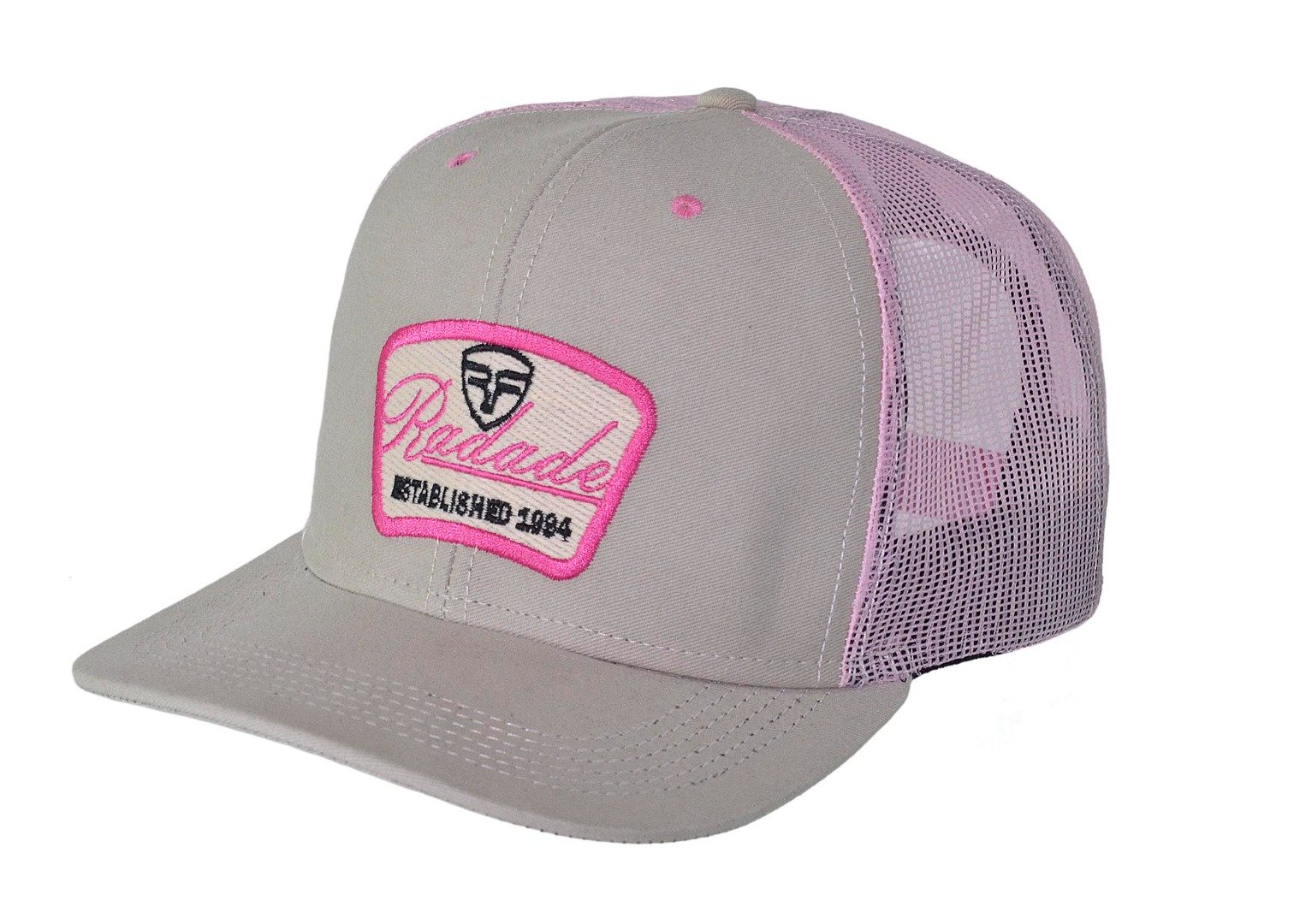 Boné Radade cor bege com lateral em tela rosa - 8262