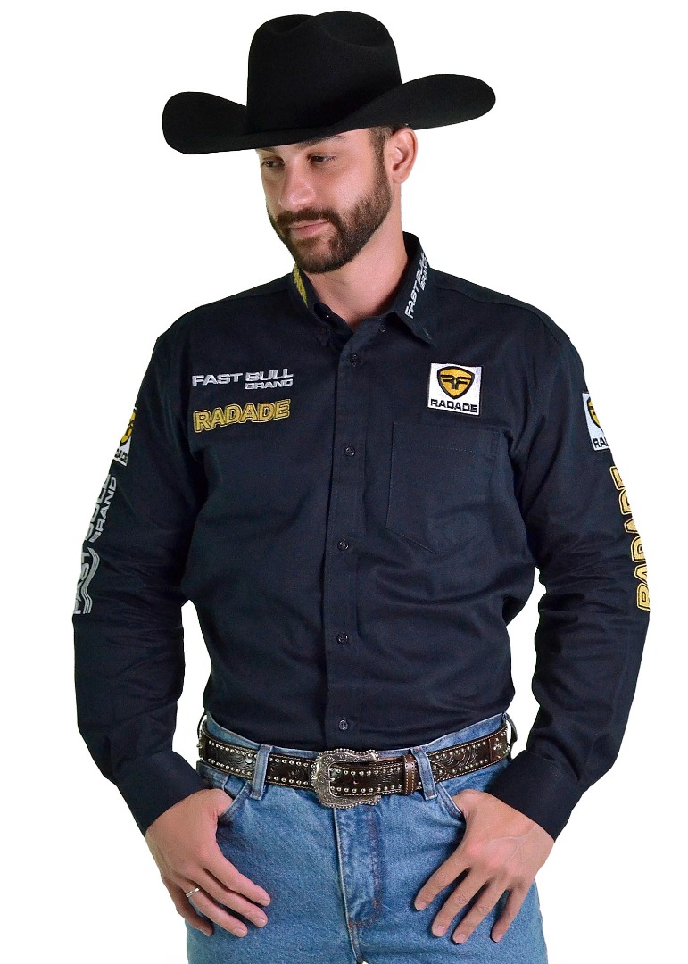 Camisa Radade Manga Longa Bordada Brands Marinho - 1069