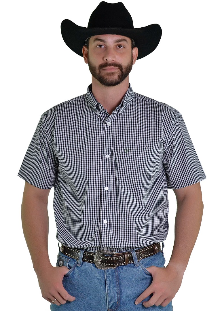Camisa Radade Manga Curta Xadrez Fifty Preto - 1815