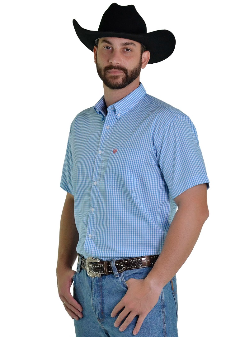 Camisa Radade Manga Curta Xadrez Fifty Azul - 1814