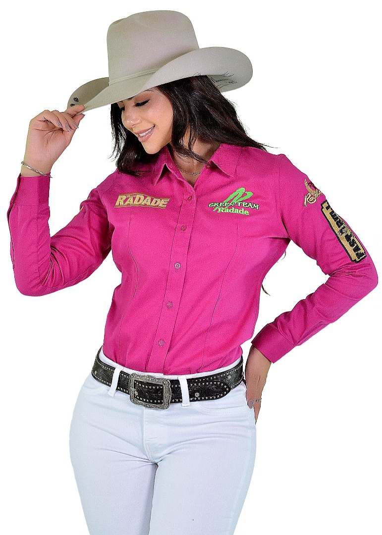 Camisete Radade Manga Longa Bordada Green Team Pink - 1311