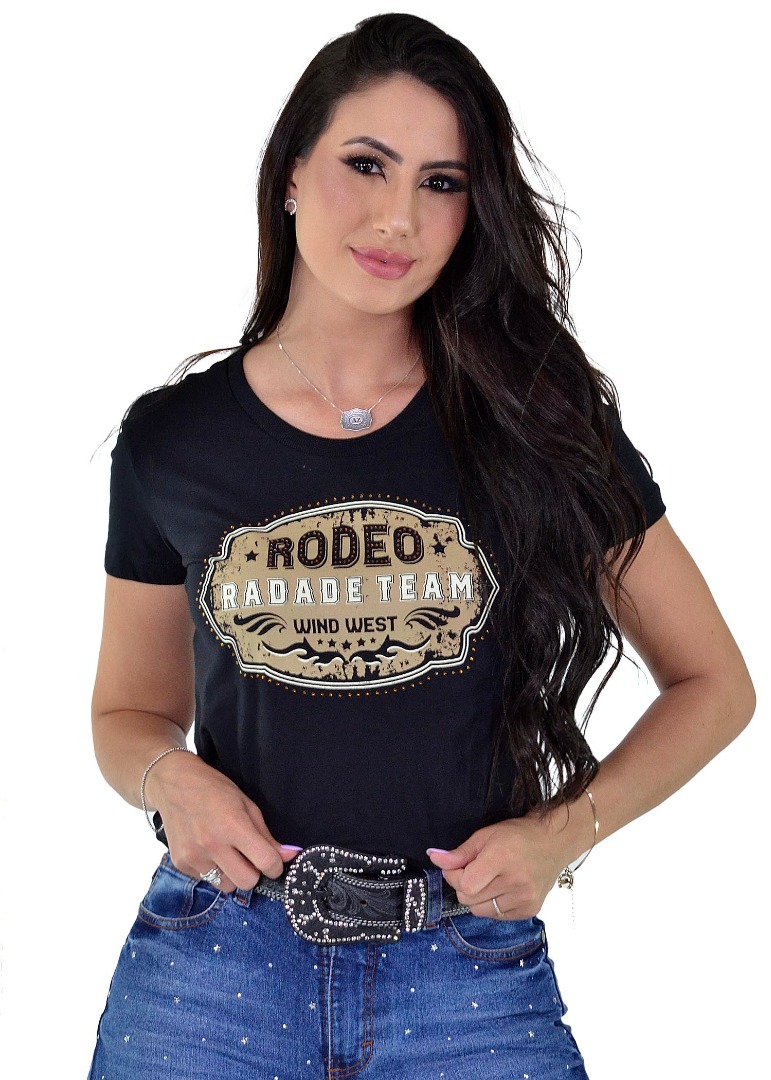 Baby Look Radade cor Preta com Strass - 1788