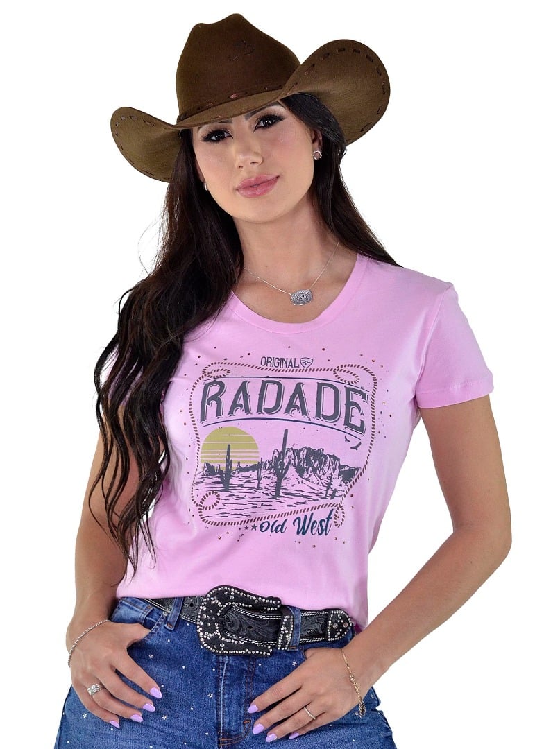 Baby Look Radade cor Rosa com Strass - 1791