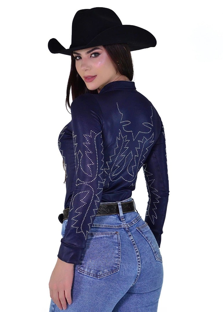 Body Radade Manga Longa Zig-Zag cor Marinho - 1879