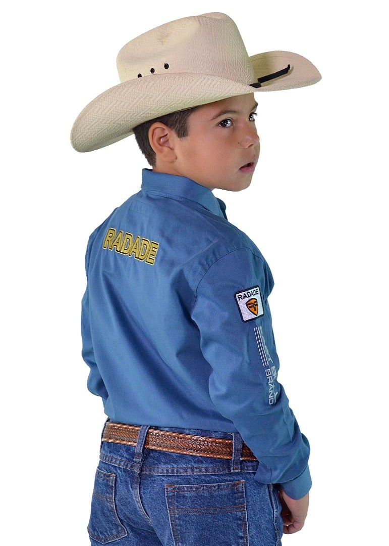 Camisa BRANDS Unissex Infantil Manga Longa Bordada cor Azul - 1863