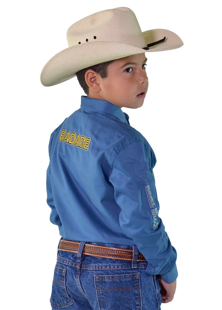 Camisa BRANDS Unissex Infantil Manga Longa Bordada cor Azul - 1863