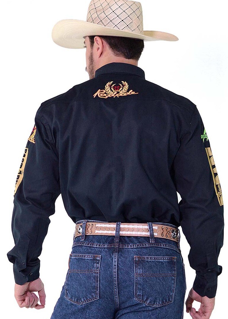 Camisa Country Masculina Radade Preta Green Bordada Premium