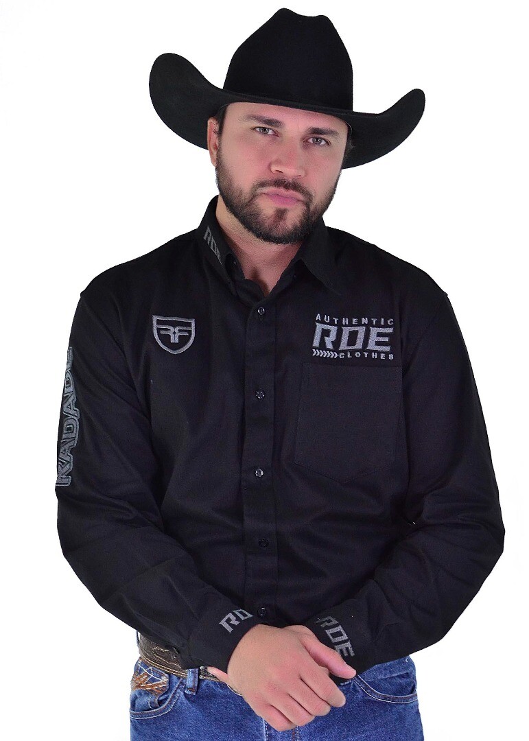Camisa Manga Longa Bordada RDE AUTHENTIC cor Preta - 1958