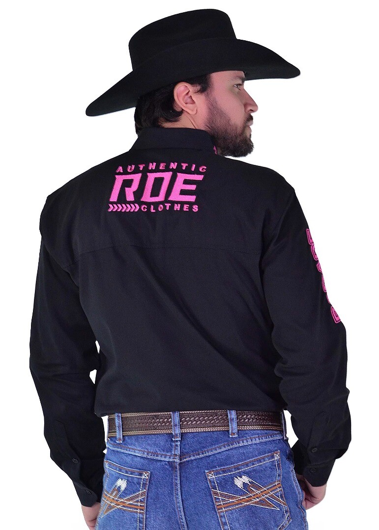 Camisa Manga Longa Bordada RDE AUTHENTIC cor Preta - 2004