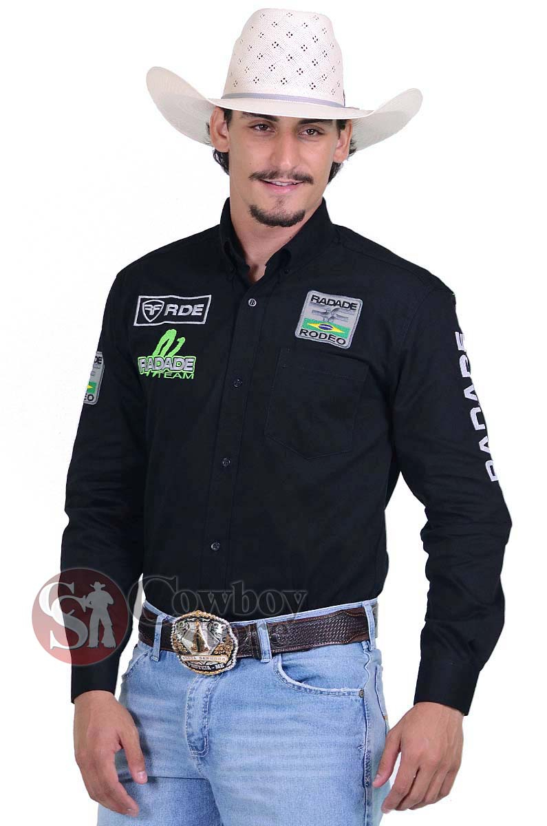Camisa Manga Longa Bordada RDE Rodeo cor Preto - 1360