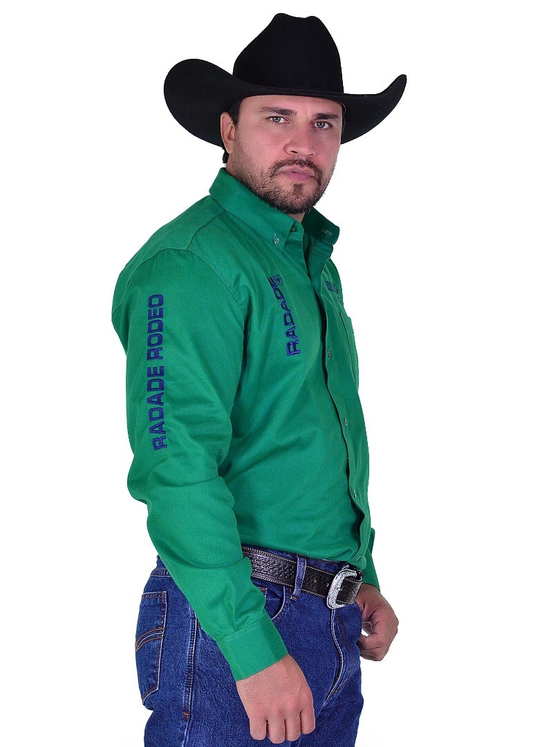 Camisa Manga Longa Bordada RDE Rodeo cor Verde - 2178