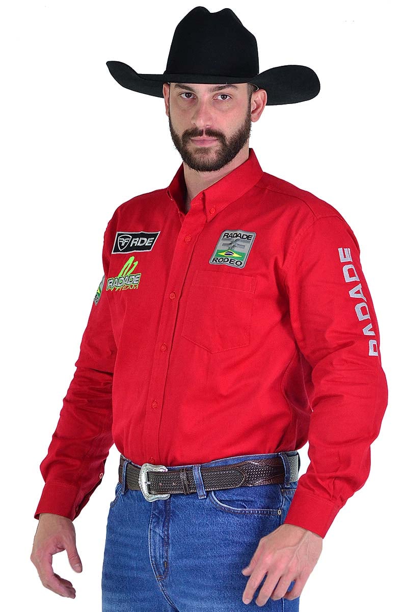 Camisa Manga Longa Bordada RDE Rodeo cor Vermelha - 1377