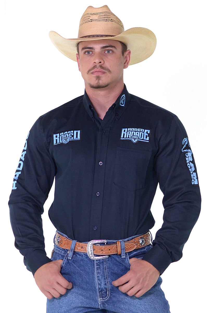 Camisa Manga Longa Bordada Rodeo RAM Radade cor Marinho - 1216