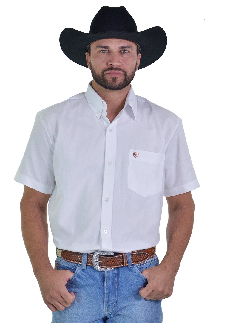 Camisa Masculina Radade Manga Curta Lisa OX Branca - 1761