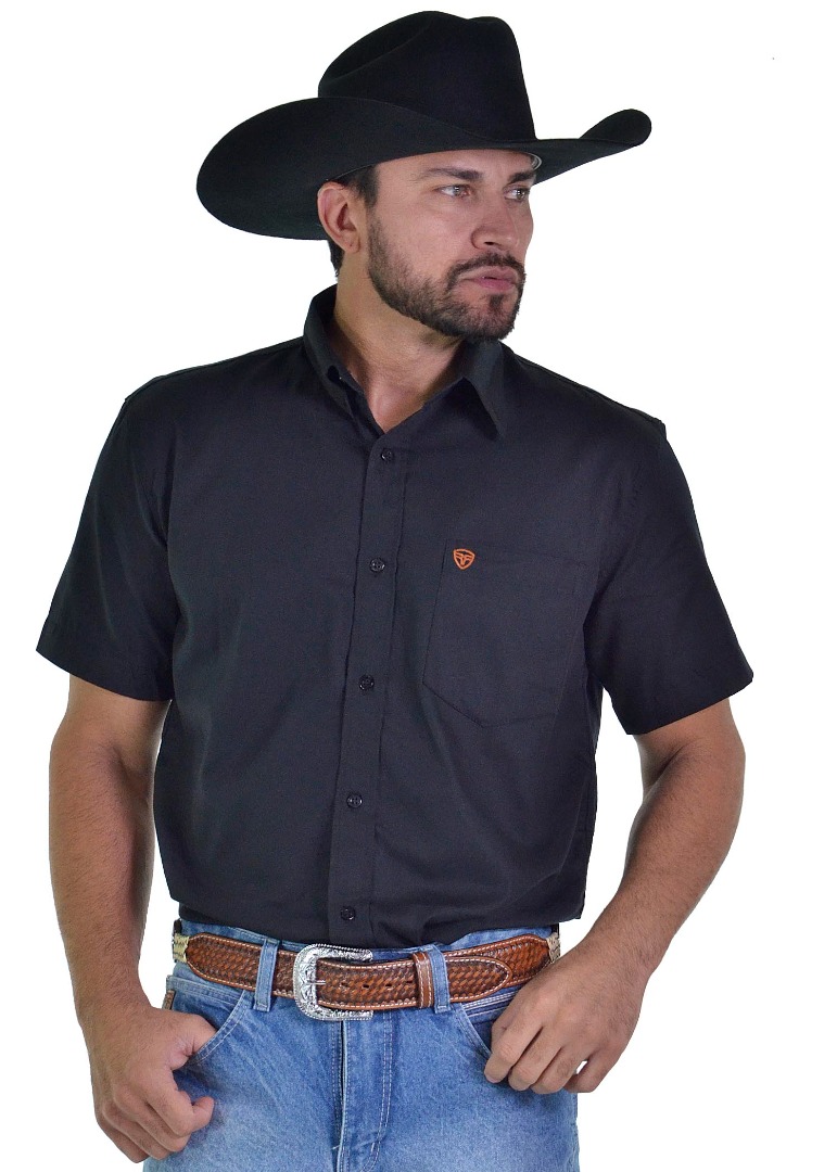 Camisa Masculina Radade Manga Curta Lisa OX Preta - 1762