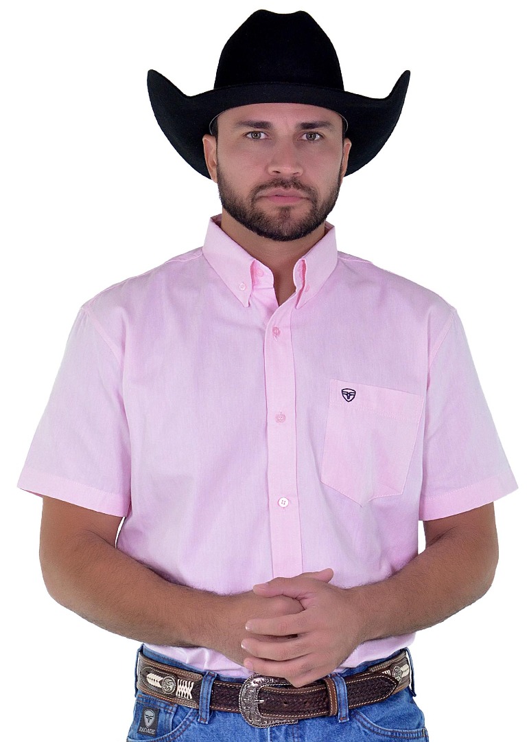 Camisa Masculina Radade Manga Curta Lisa OX Rosa - 1731