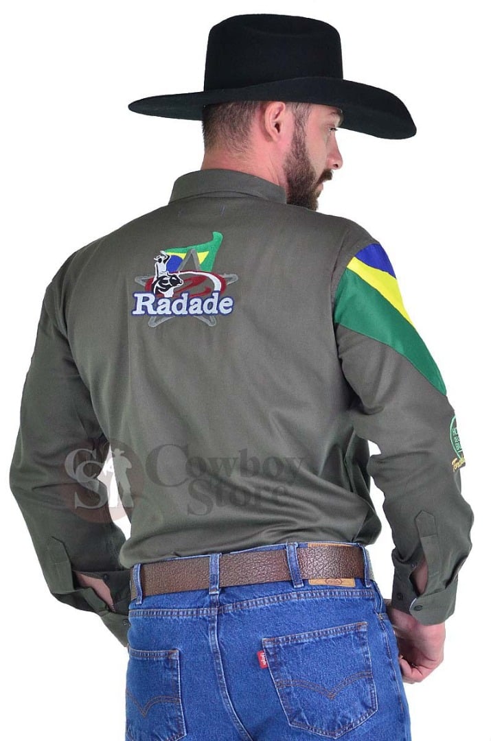 Camisa Masculina Radade Manga Longa Bordada BR Verde - 0552