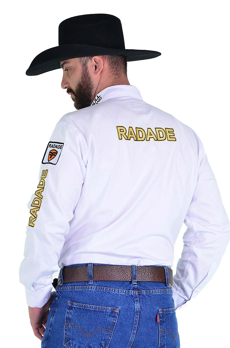 Camisa Masculina Radade Manga Longa Bordada Brands Branca - 1379