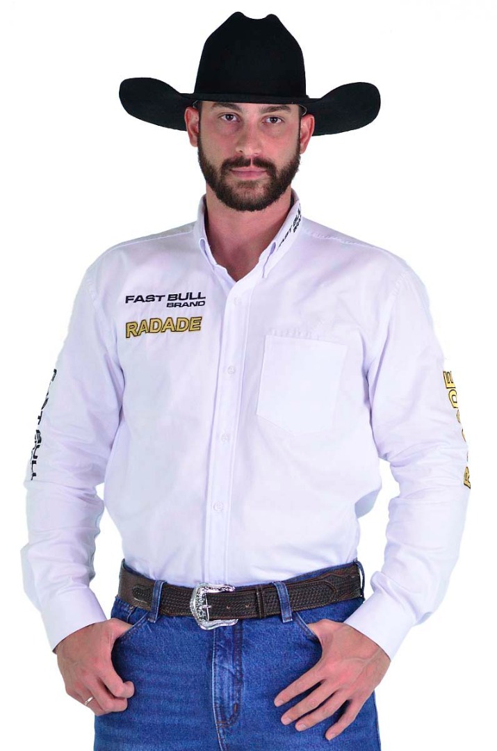 Camisa Masculina Radade Manga Longa Bordada Brands Branca - 1379