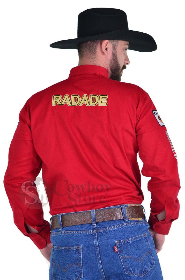 Camisa Masculina Radade Manga Longa Bordada Brands Vermelha - 0748