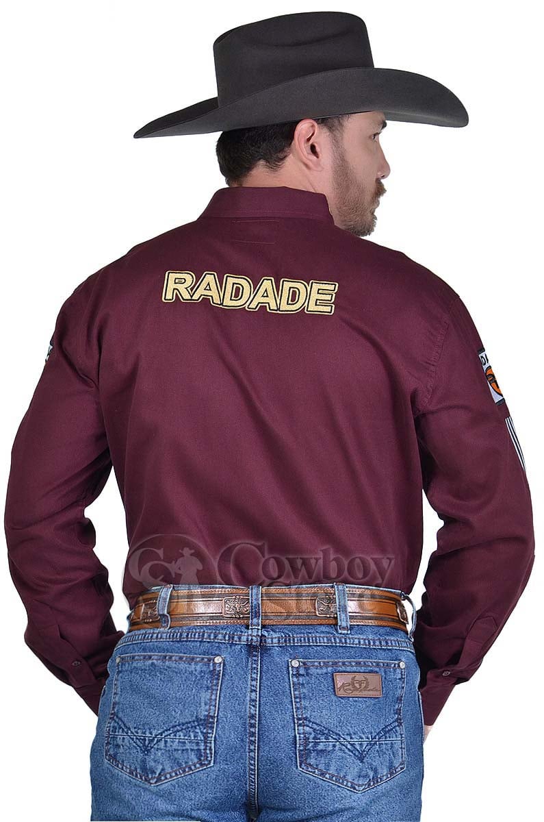 Camisa Masculina Radade Manga Longa Bordada Brands Vinho - 0747