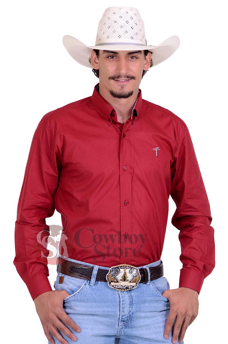 Camisa Masculina Radade Manga Longa Lisa cor Vinho - 1299