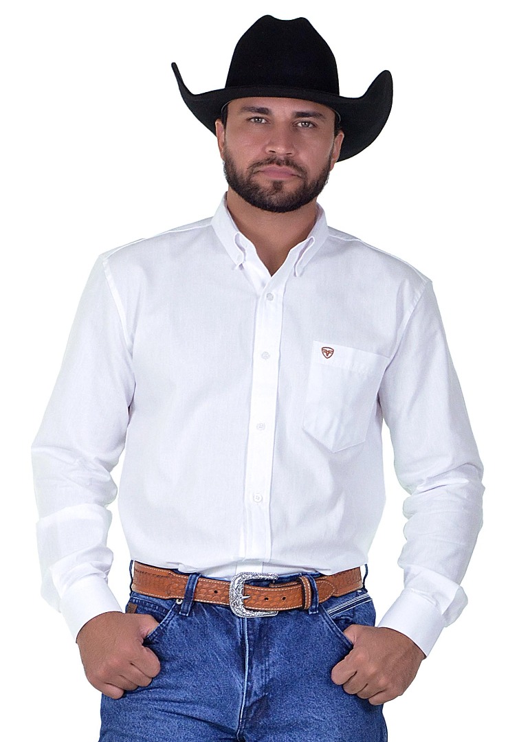 Camisa Masculina Radade Manga Longa Lisa OX Branco - 1655
