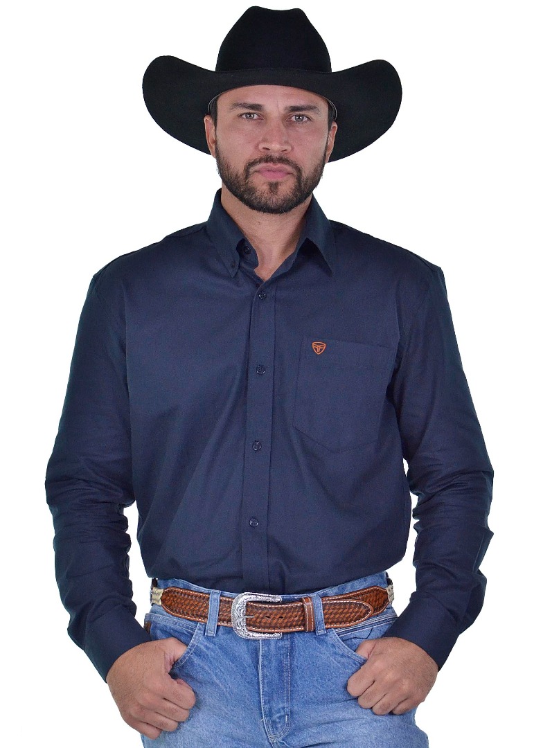 Camisa Masculina Radade Manga Longa Lisa OX Marinho - 1763