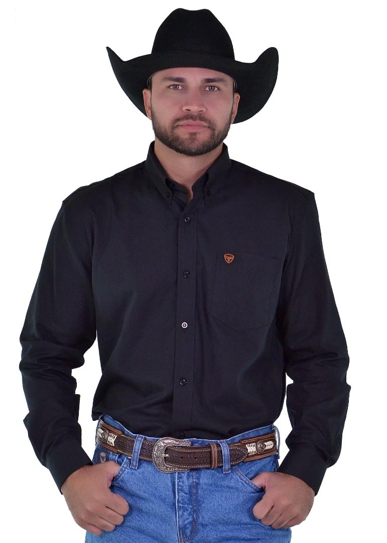 Camisa Masculina Radade Manga Longa Lisa OX Preta - 1665