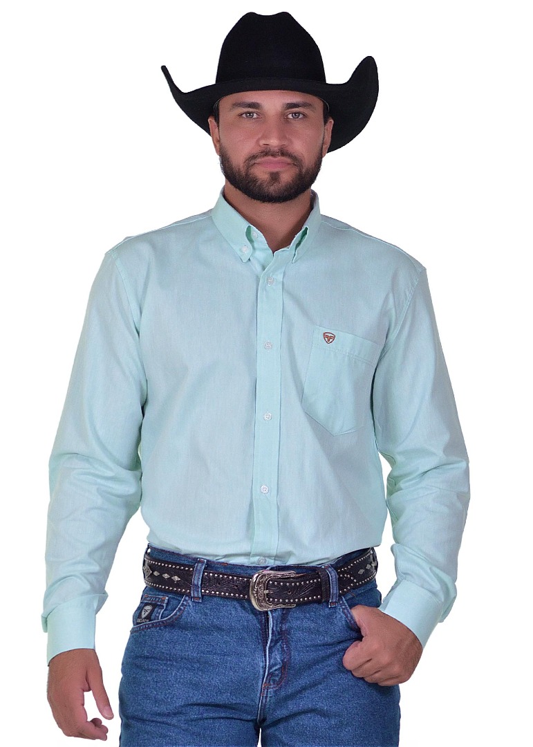 Camisa Masculina Radade Manga Longa Lisa OX Verde Claro - 1656