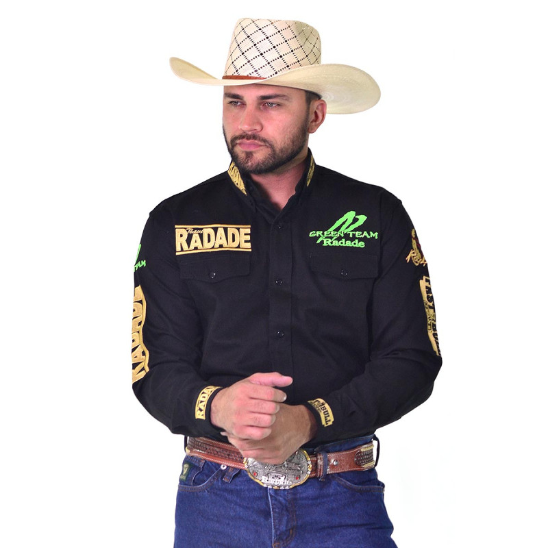 Camisa Masculina Radade ML Green Team Preta - 0588