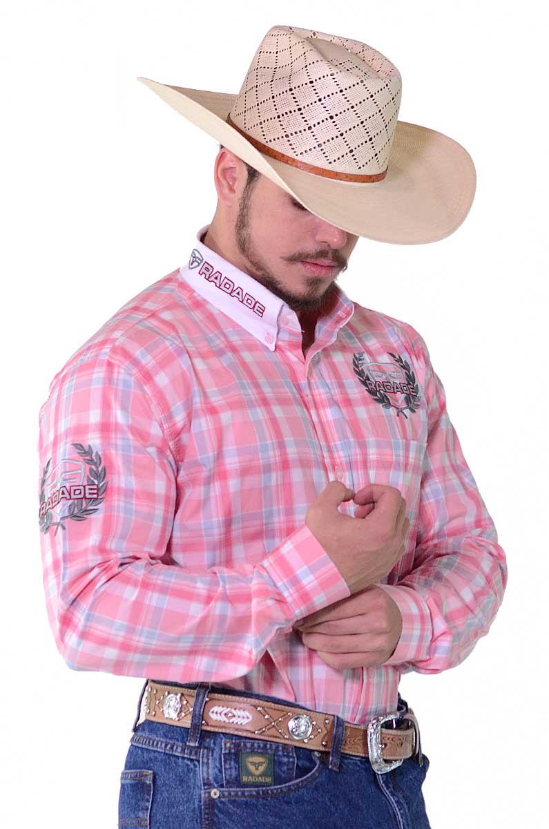 Camisa Masculina Radade MLXB Rosa e Branco - 1271