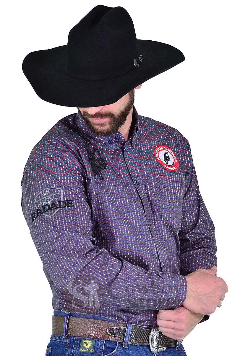 Camisa Radade Barretos Manga Longa Print Marinho  - B262