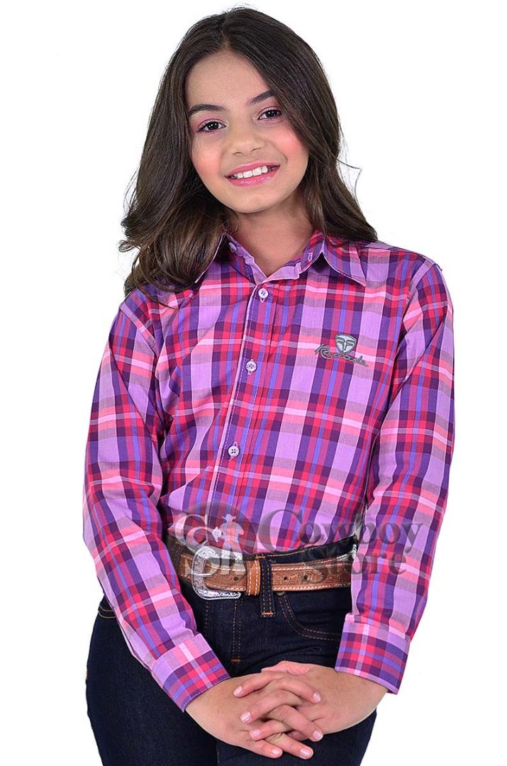 Camisa Radade Infantil EleEla Manga Longa Xadrez Pink - 0855
