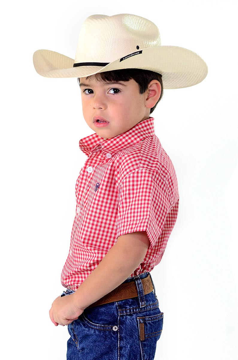 Camisa Radade Infantil Manga Curta Xadrez Fifty Vermelha - 1256