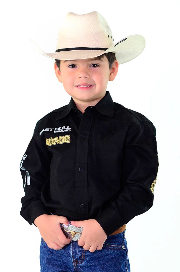 Camisa Radade Infantil Manga Longa Bordada Brands Preta - 1052