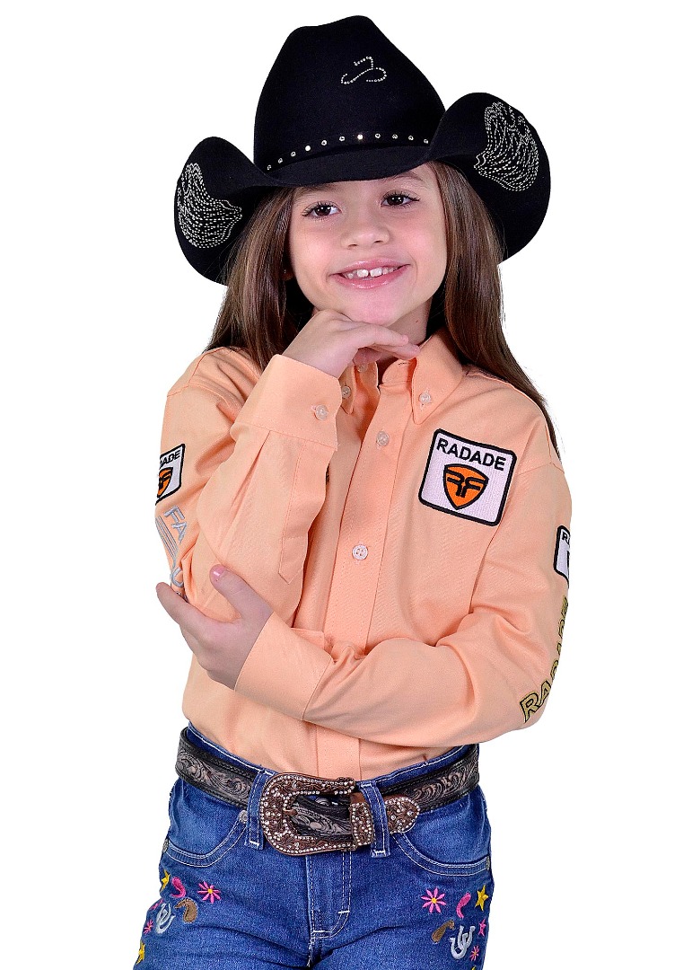 Camisa Radade Infantil Manga Longa Bordada Brands Salmão - 1802