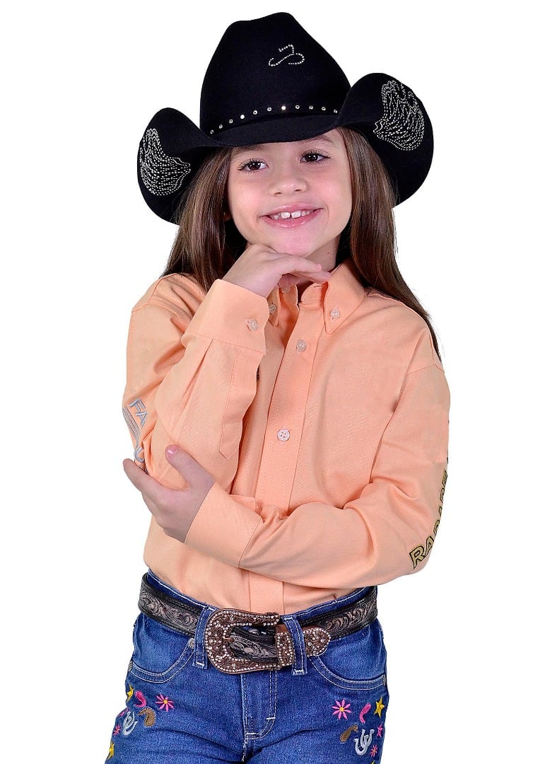 Camisa Radade Infantil Manga Longa Bordada Brands Salmão - 1802