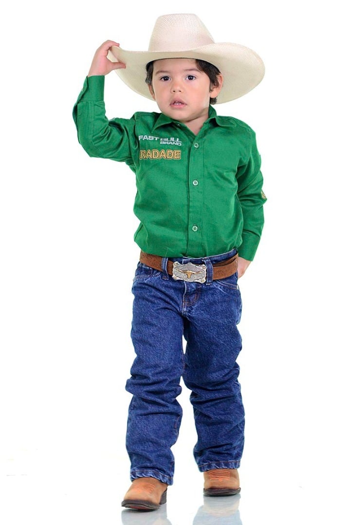 Camisa Radade Infantil Manga Longa Bordada Brands Verde - 1051
