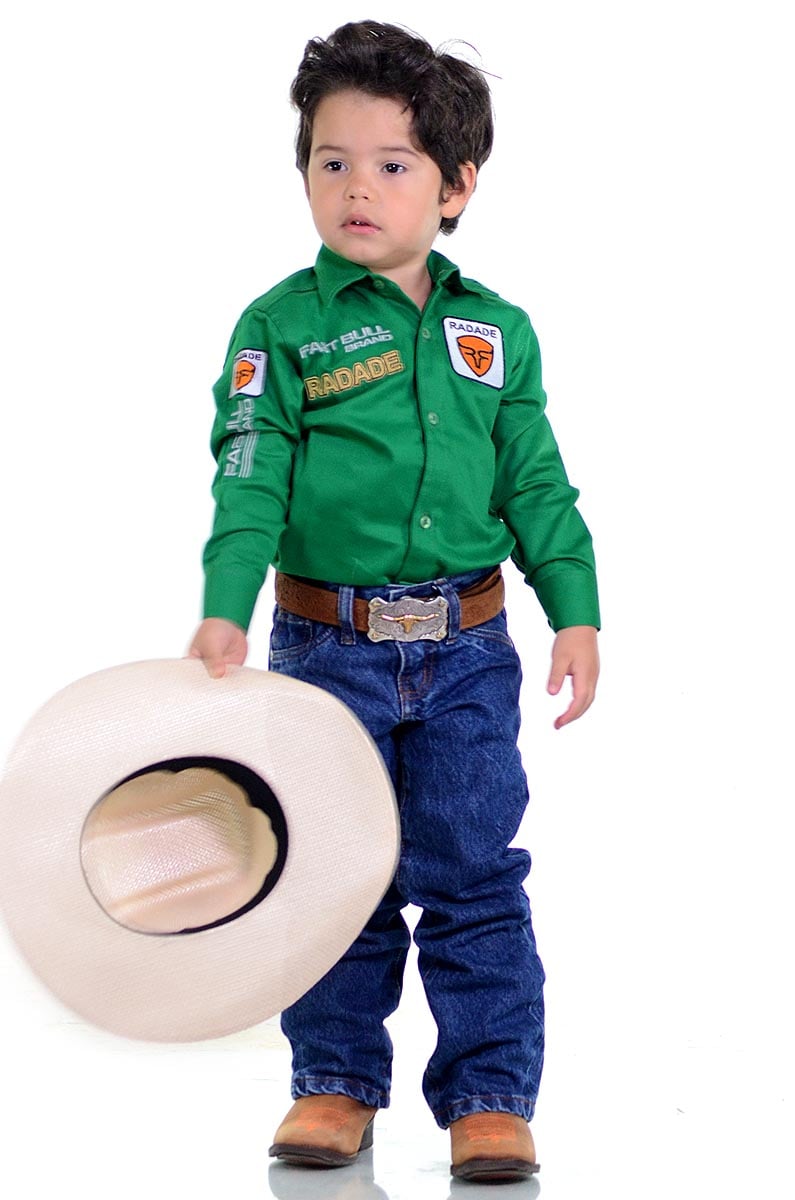 Camisa Radade Infantil Manga Longa Bordada Brands Verde - 1051