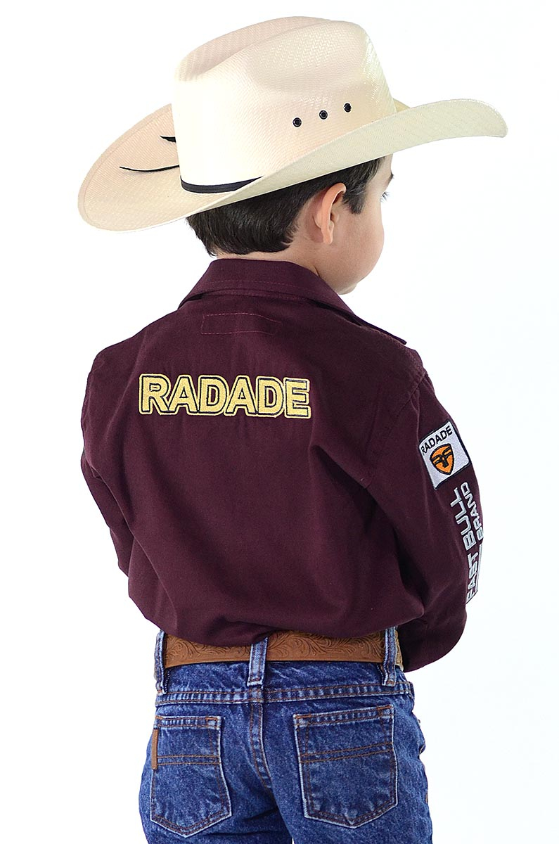 Camisa Radade Infantil Manga Longa Bordada Brands Vinho - 1262