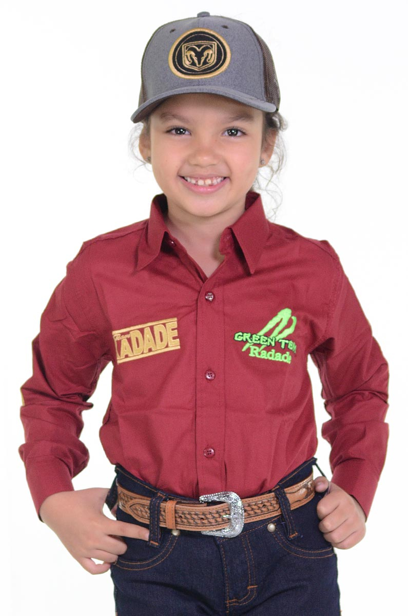 Camisa Radade Infantil Manga Longa Bordada Green Vinho - 1053
