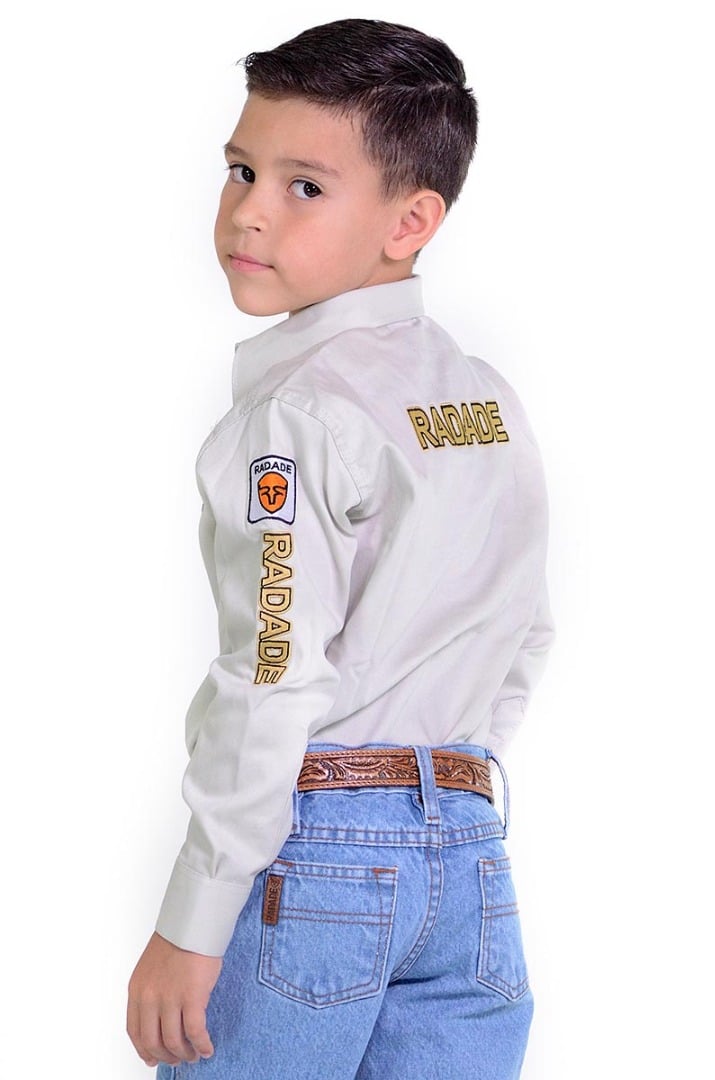 Camisa Radade Infantil Unisex Manga Longa Bordada Brands Bege - 1049