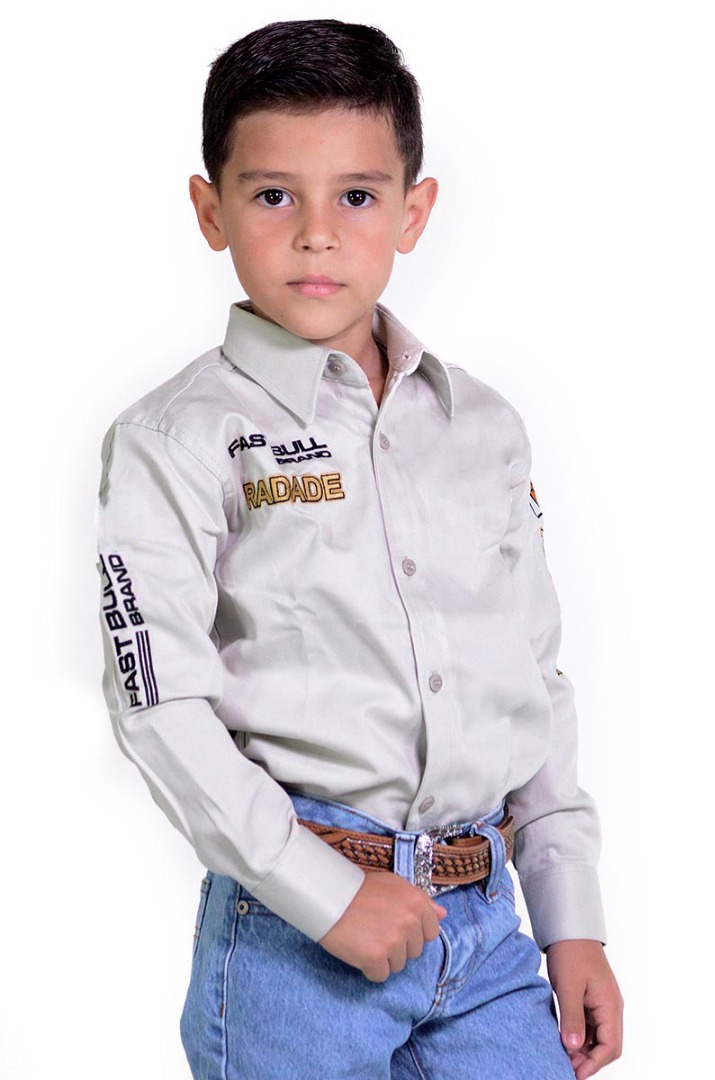 Camisa Radade Infantil Unisex Manga Longa Bordada Brands Bege - 1049