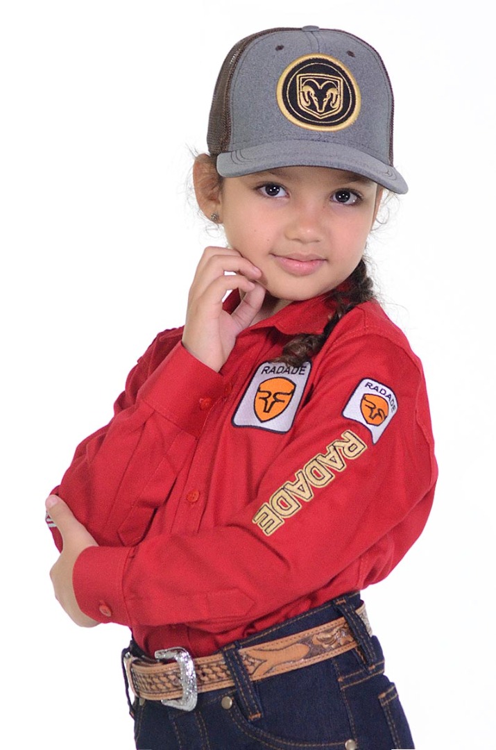 Camisa Radade Infantil Unisex Manga Longa Bordada Brands Vermelha - 1048