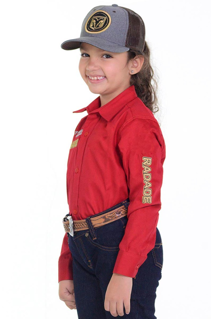 Camisa Radade Infantil Unisex Manga Longa Bordada Brands Vermelha - 1048
