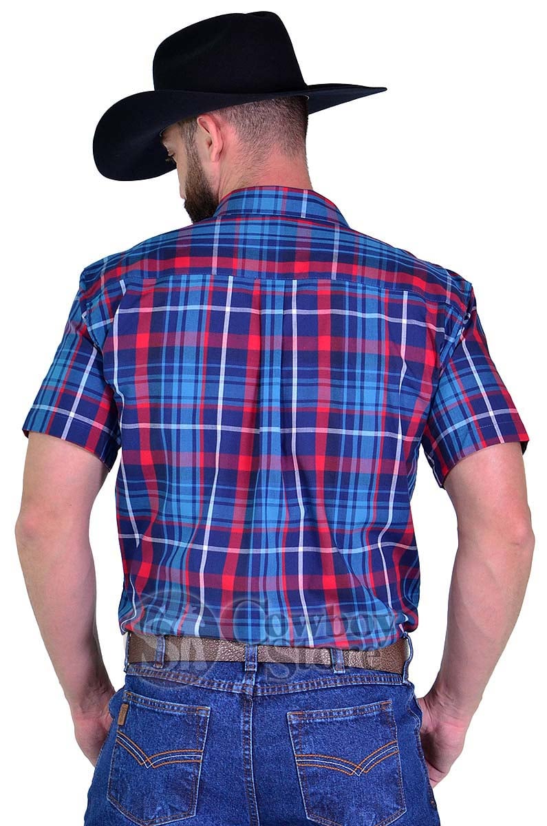 Camisa Radade Manga Curta Xadrez Azul e Vermelha - 1513
