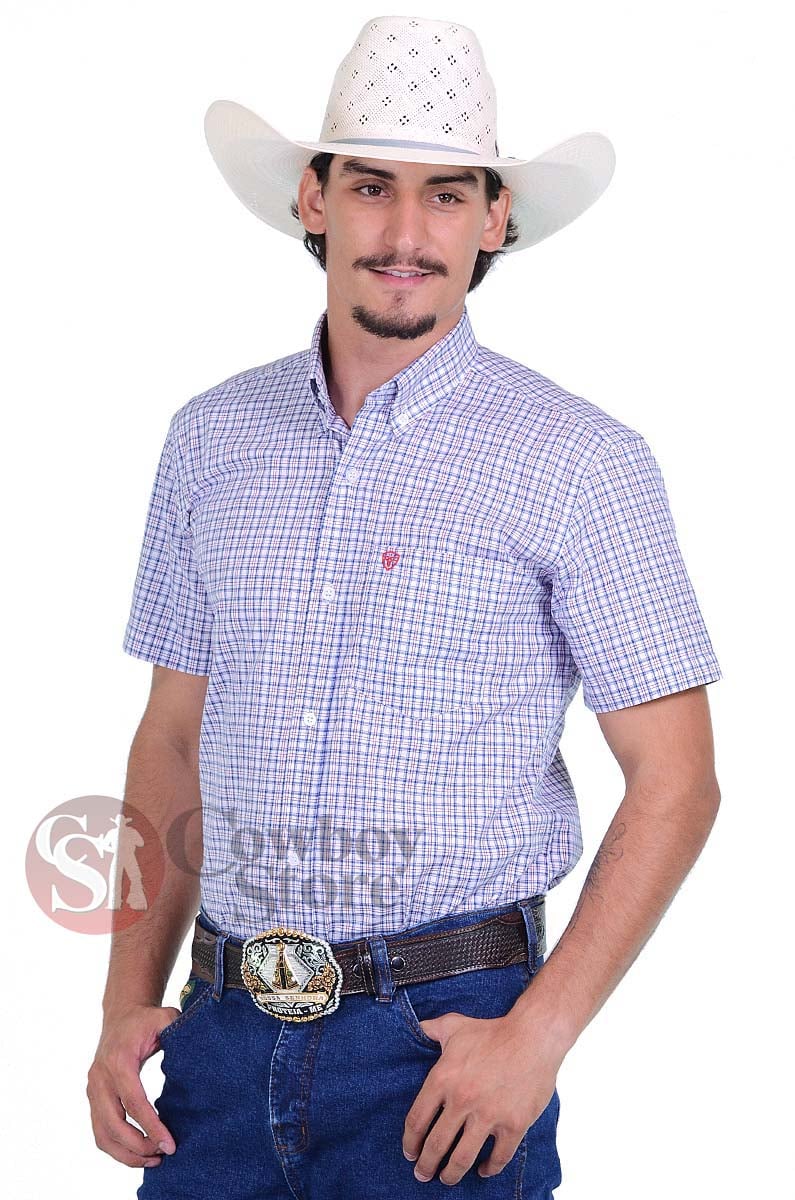Camisa Radade Manga Curta Xadrez Fifty Azul - 1291